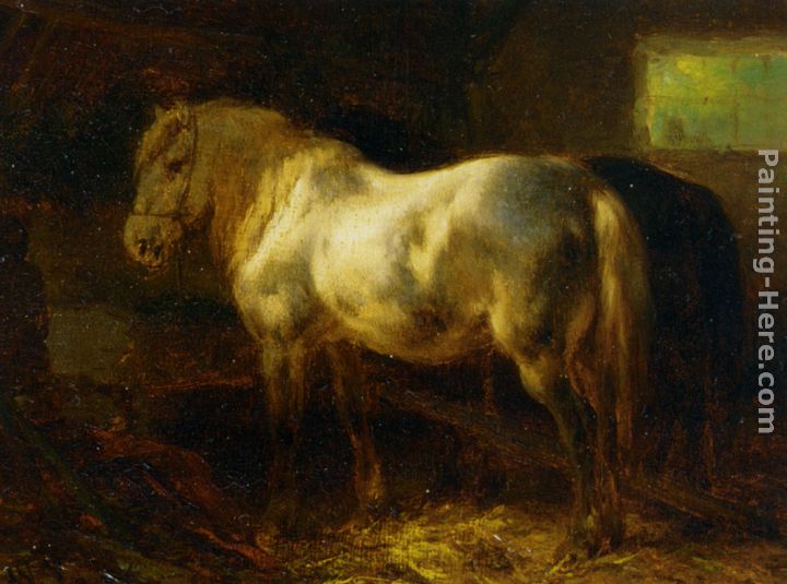Feeding the Horses in a Stable painting - Wouter Verschuur Feeding the Horses in a Stable art painting